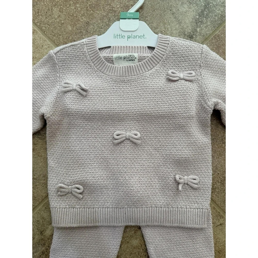 Baby Girls' Little Plant By Carter's Pink Bow Sweater Set Size 9 Months NWT